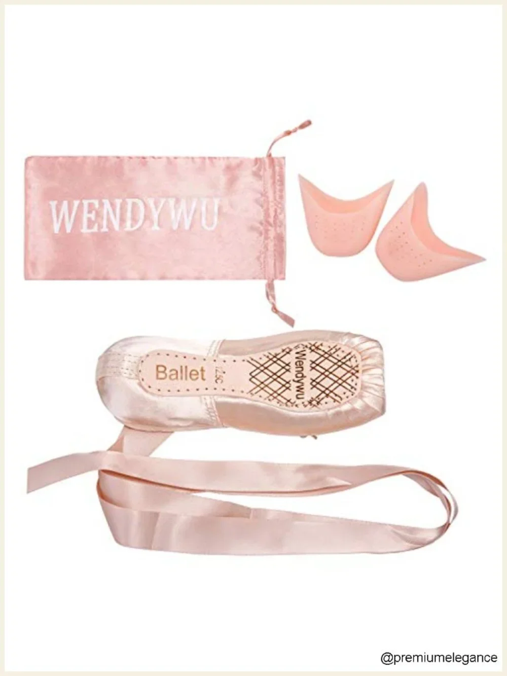 Ballet Pointe Slippers with Ribbons and Toe Pads